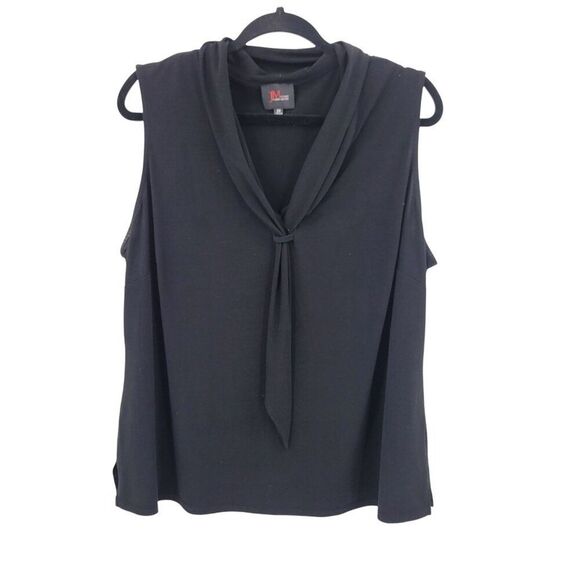 JM Studio Sleeveless Stretch Black Top Neck Tie Plus Size 2X Career Cocktail - Picture 8 of 8